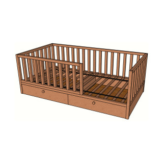 Natural Wood Montessori Bed with Drawers