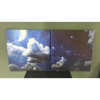 14721K2Y Gece Gökyüzü Görseli Kare 2'li Yatay Kanvas Tablo (Outlet) - 125x60 CM