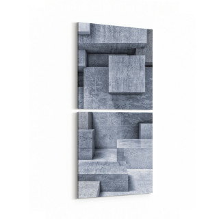 10015K2D Abstract 3 Boyut Görsel Kare 2'li Dikey Kanvas Tablo