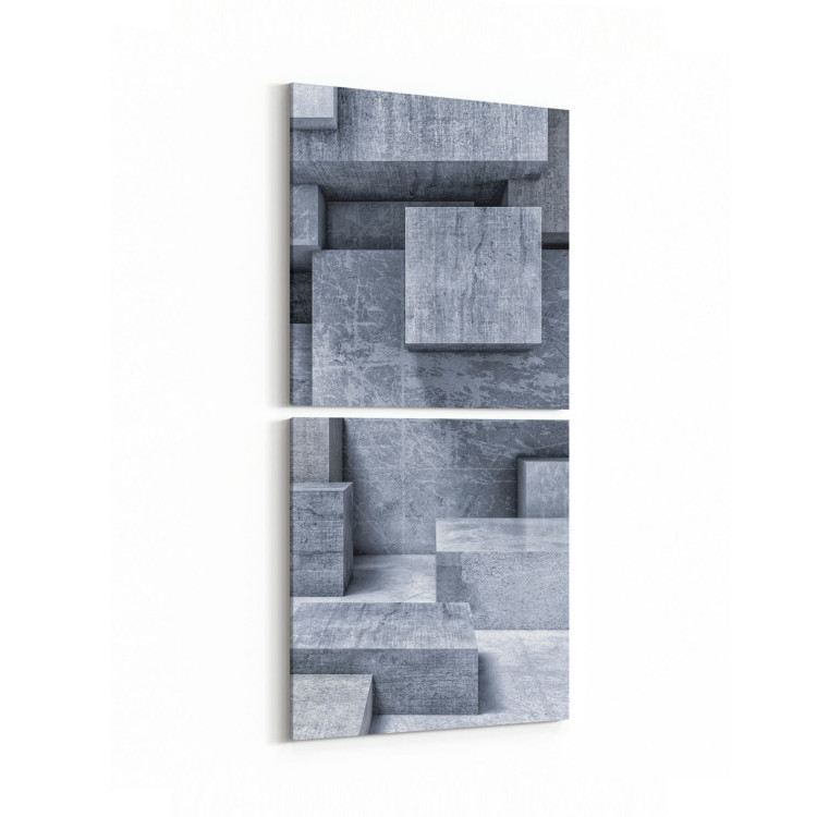 10015K2D Abstract 3 Boyut Görsel Kare 2'li Dikey Kanvas Tablo