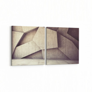 10018K2Y Abstract 3 Boyut Görsel Kare 2'li Yatay Kanvas Tablo