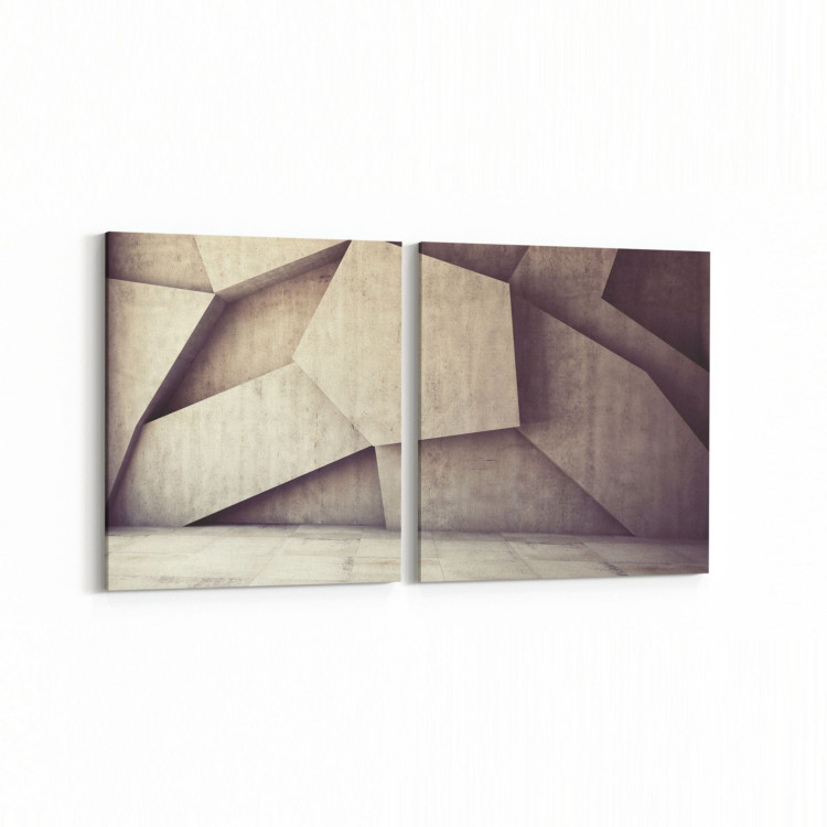10018K2Y Abstract 3 Boyut Görsel Kare 2'li Yatay Kanvas Tablo
