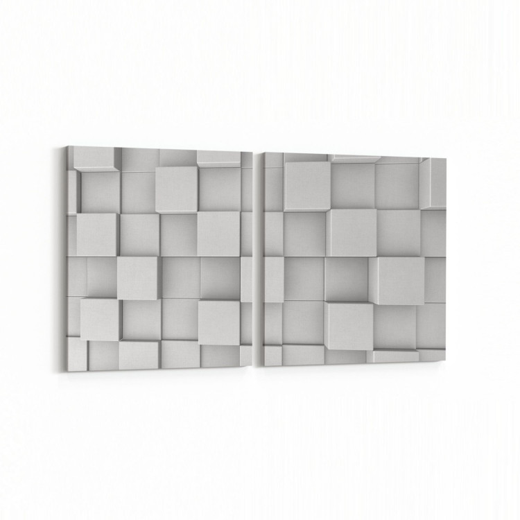 10021K2Y Abstract 3 Boyut Görsel Kare 2'li Yatay Kanvas Tablo