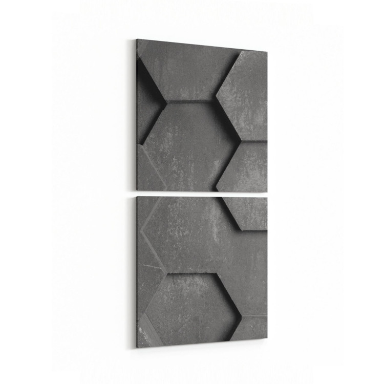 10022K2D Abstract 3 Boyut Görsel Kare 2'li Dikey Kanvas Tablo