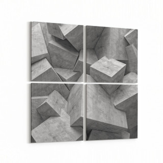 10023K4 Abstract 3 Boyut Görsel Kare 4'lü Kanvas Tablo