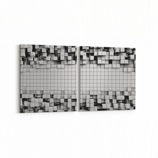 10024K2Y Abstract 3 Boyut Görsel Kare 2'li Yatay Kanvas Tablo