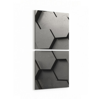 10026K2D Abstract 3 Boyut Görsel Kare 2'li Dikey Kanvas Tablo