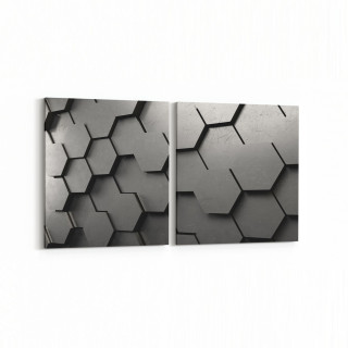 10026K2Y Abstract 3 Boyut Görsel Kare 2'li Yatay Kanvas Tablo