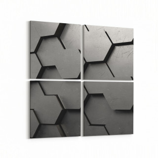 10026K4 Abstract 3 Boyut Görsel Kare 4'lü Kanvas Tablo
