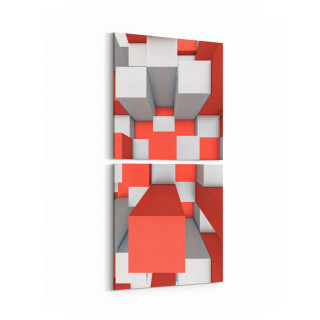 10028K2D Abstract 3 Boyut Görsel Kare 2'li Dikey Kanvas Tablo