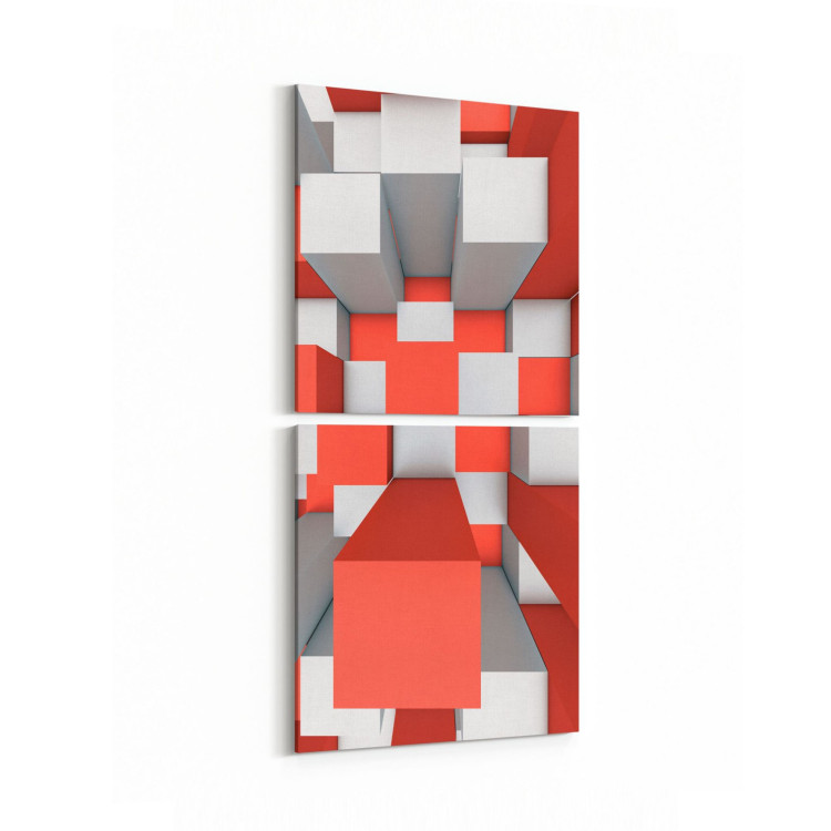 10028K2D Abstract 3 Boyut Görsel Kare 2'li Dikey Kanvas Tablo