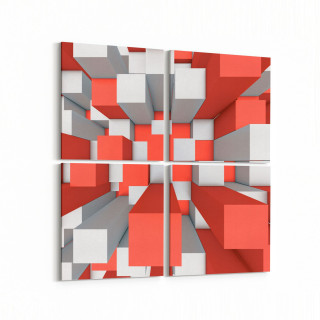 10028K4 Abstract 3 Boyut Görsel Kare 4'lü Kanvas Tablo
