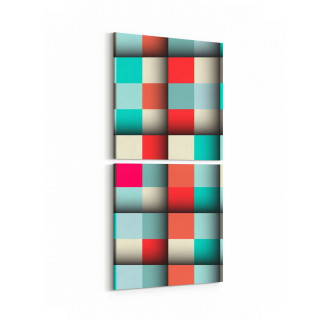 10029K2D Abstract 3 Boyut Görsel Kare 2'li Dikey Kanvas Tablo