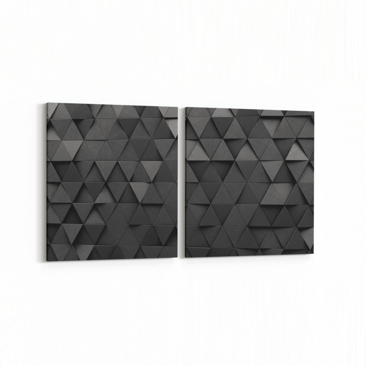 10030K2Y Abstract 3 Boyut Görsel Kare 2'li Yatay Kanvas Tablo