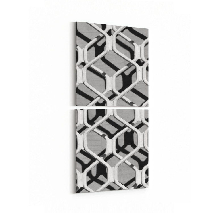 10038K2D Abstract 3 Boyut Görsel Kare 2'li Dikey Kanvas Tablo