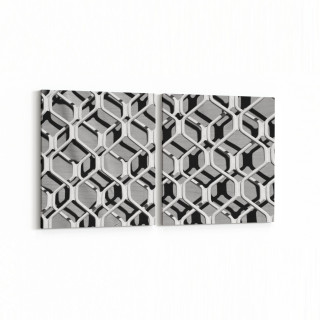 10038K2Y Abstract 3 Boyut Görsel Kare 2'li Yatay Kanvas Tablo