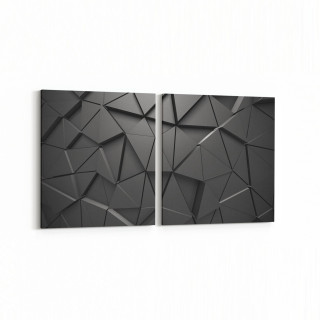 10041K2Y Abstract 3 Boyut Görsel Kare 2'li Yatay Kanvas Tablo