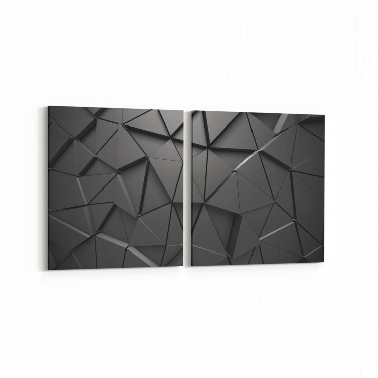 10041K2Y Abstract 3 Boyut Görsel Kare 2'li Yatay Kanvas Tablo