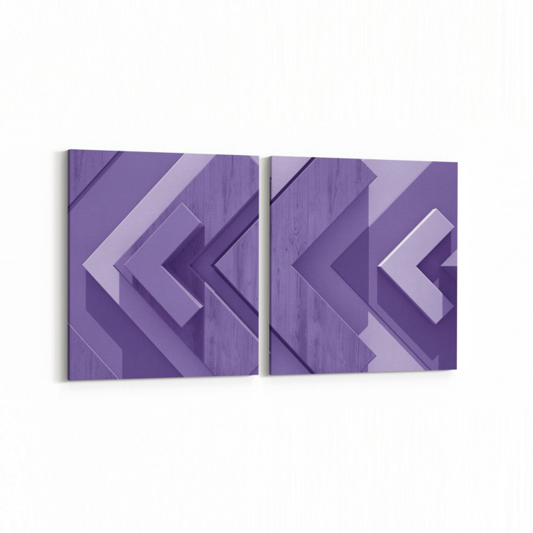 10043K2Y Abstract 3 Boyut Görsel Kare 2'li Yatay Kanvas Tablo