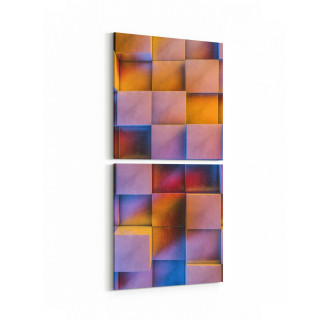 10044K2D Abstract 3 Boyut Görsel Kare 2'li Dikey Kanvas Tablo