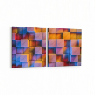 10044K2Y Abstract 3 Boyut Görsel Kare 2'li Yatay Kanvas Tablo