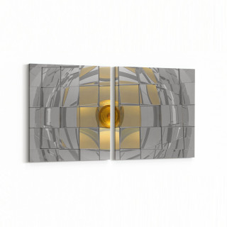 10047K2Y Abstract 3 Boyut Görsel Kare 2'li Yatay Kanvas Tablo