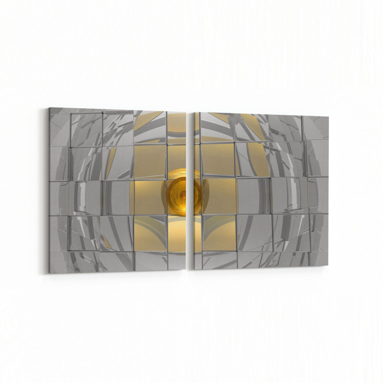 10047K2Y Abstract 3 Boyut Görsel Kare 2'li Yatay Kanvas Tablo