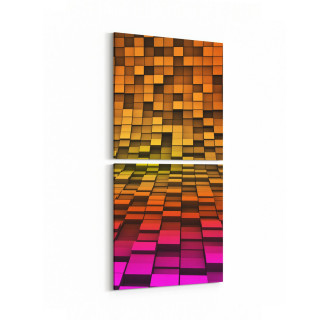 10048K2D Abstract 3 Boyut Görsel Kare 2'li Dikey Kanvas Tablo