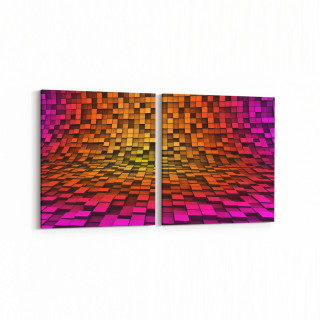 10048K2Y Abstract 3 Boyut Görsel Kare 2'li Yatay Kanvas Tablo
