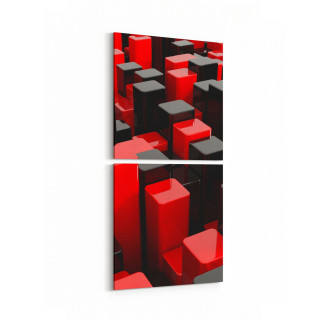 10050K2D Abstract 3 Boyut Görsel Kare 2'li Dikey Kanvas Tablo