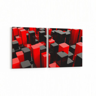 10050K2Y Abstract 3 Boyut Görsel Kare 2'li Yatay Kanvas Tablo