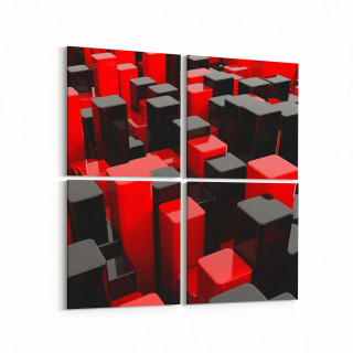 10050K4 Abstract 3 Boyut Görsel Kare 4'lü Kanvas Tablo