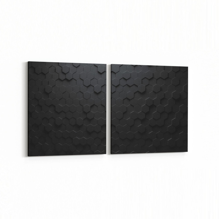 10051K2Y Abstract 3 Boyut Görsel Kare 2'li Yatay Kanvas Tablo