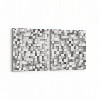 10052K2Y Abstract 3 Boyut Görsel Kare 2'li Yatay Kanvas Tablo