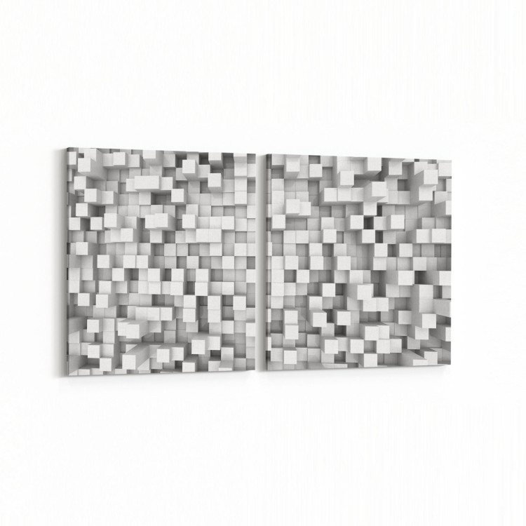10052K2Y Abstract 3 Boyut Görsel Kare 2'li Yatay Kanvas Tablo