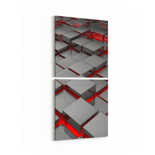 10053K2D Abstract 3 Boyut Görsel Kare 2'li Dikey Kanvas Tablo