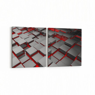 10053K2Y Abstract 3 Boyut Görsel Kare 2'li Yatay Kanvas Tablo