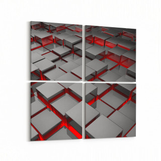 10053K4 Abstract 3 Boyut Görsel Kare 4'lü Kanvas Tablo