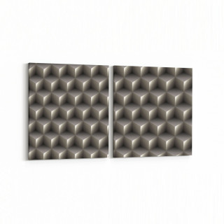 10055K2Y Abstract 3 Boyut Görsel Kare 2'li Yatay Kanvas Tablo