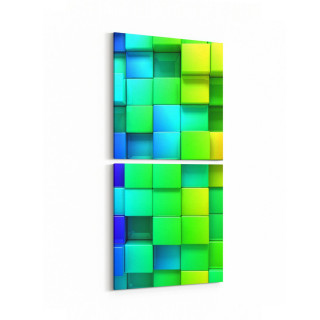 10057K2D Abstract 3 Boyut Görsel Kare 2'li Dikey Kanvas Tablo