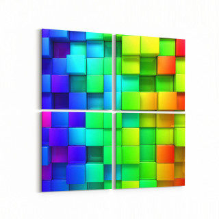 10057K4 Abstract 3 Boyut Görsel Kare 4'lü Kanvas Tablo