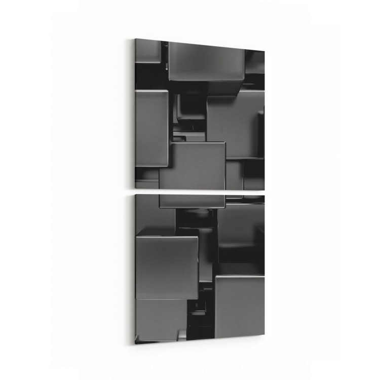 10058K2D Abstract 3 Boyut Görsel Kare 2'li Dikey Kanvas Tablo