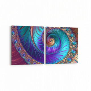 10126K2Y Abstract Görsel Kare 2'li Yatay Kanvas Tablo