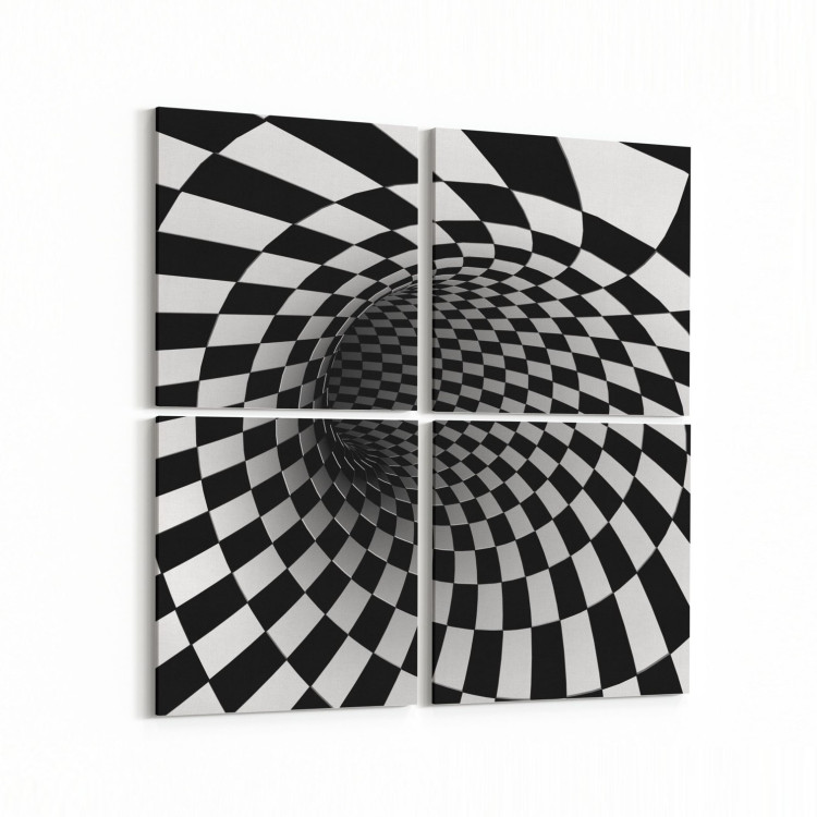 10219K4 Abstract Girdap Görsel Kare 4'lü Kanvas Tablo