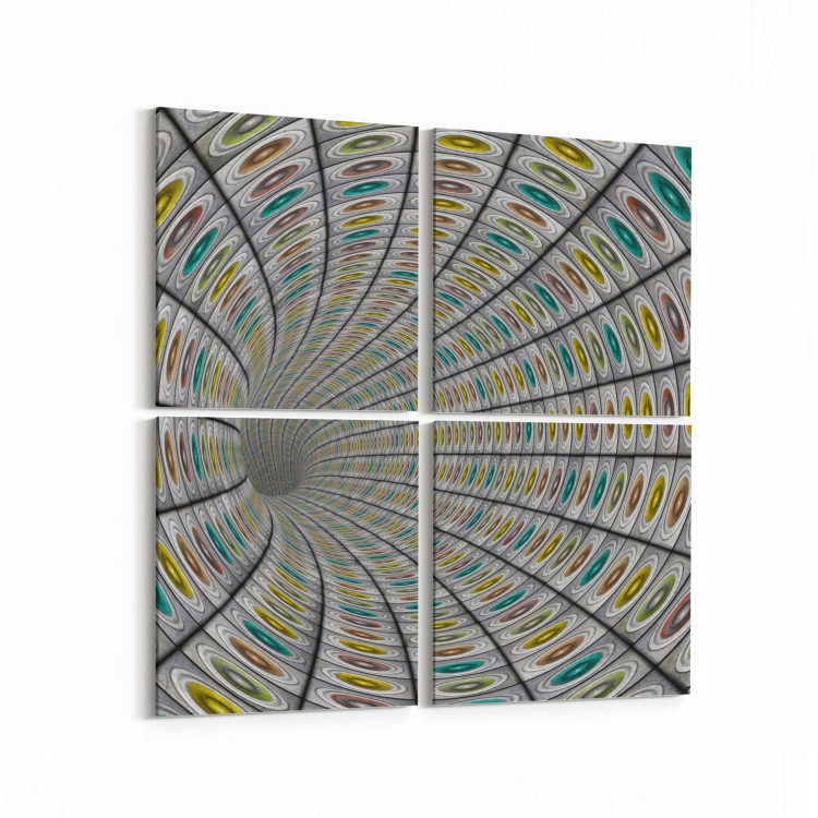 10229K4 Abstract Girdap Görsel Kare 4'lü Kanvas Tablo