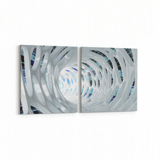 10235K2Y Abstract Girdap Görsel Kare 2'li Yatay Kanvas Tablo