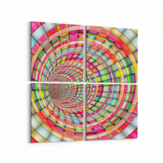 10237K4 Abstract Girdap Görsel Kare 4'lü Kanvas Tablo