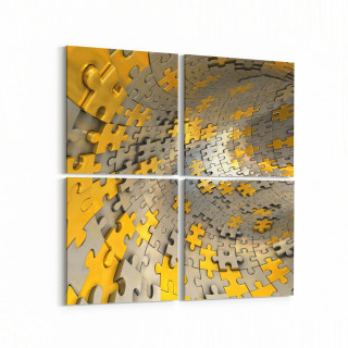 10242K4 Abstract Girdap Görsel Kare 4'lü Kanvas Tablo