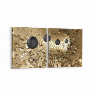 10427K2Y Abstract Tünel Görsel Kare 2'li Yatay Kanvas Tablo