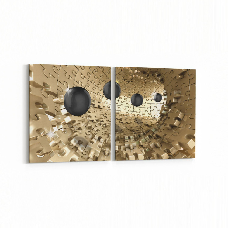 10427K2Y Abstract Tünel Görsel Kare 2'li Yatay Kanvas Tablo
